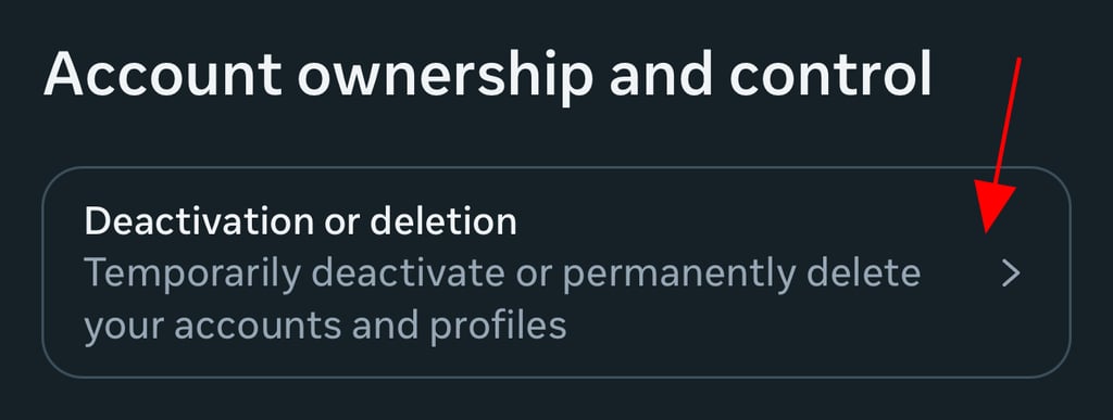 tap instagram Deactivation or deletion