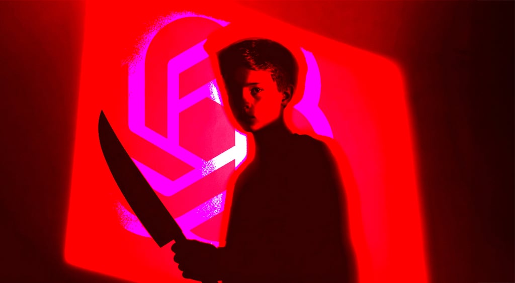 A menacing picture of a friend holding a knife, intending to kill a friend.