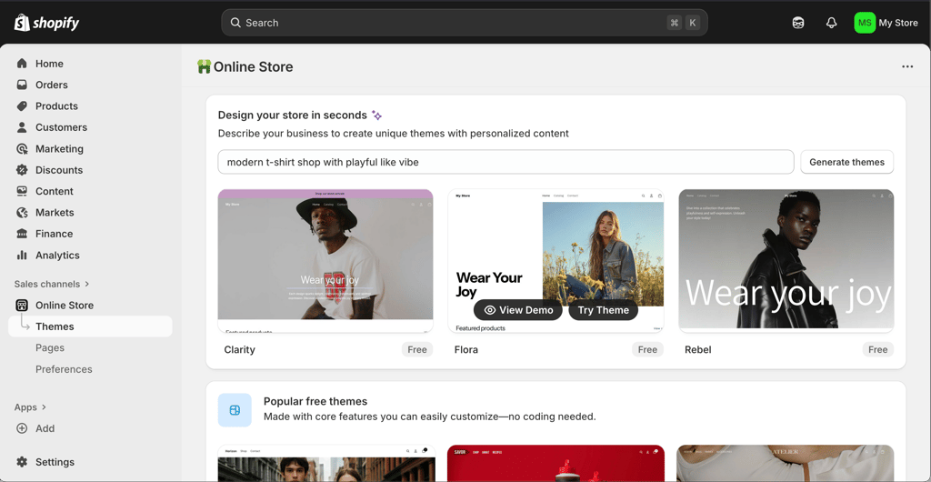 AI-generated Shopify themes