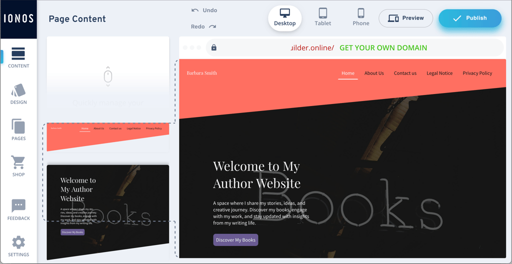 IONOS’ website builder