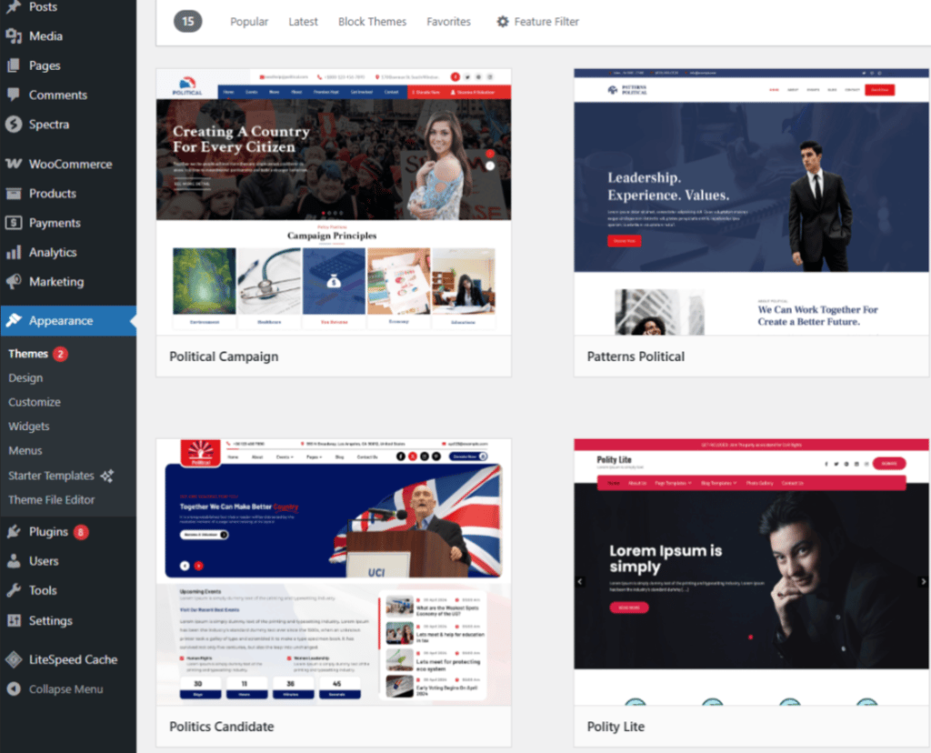WordPress templates