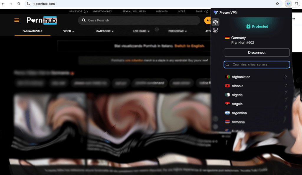 Pornhub unblocked with Proton VPN