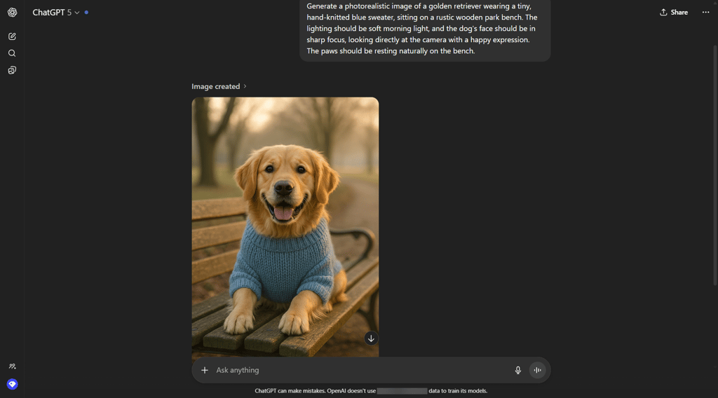 ChatGPT image generation output