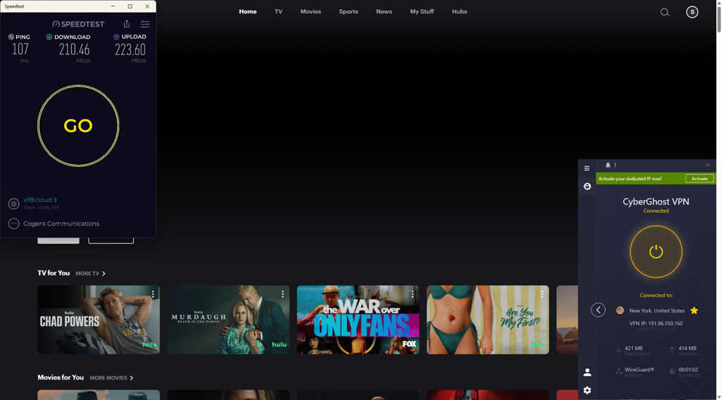 hulu-cyberghost-speed-test
