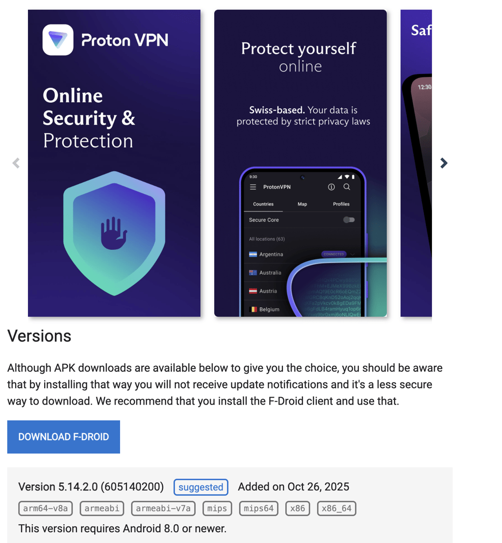 F-Droid Proton VPN access