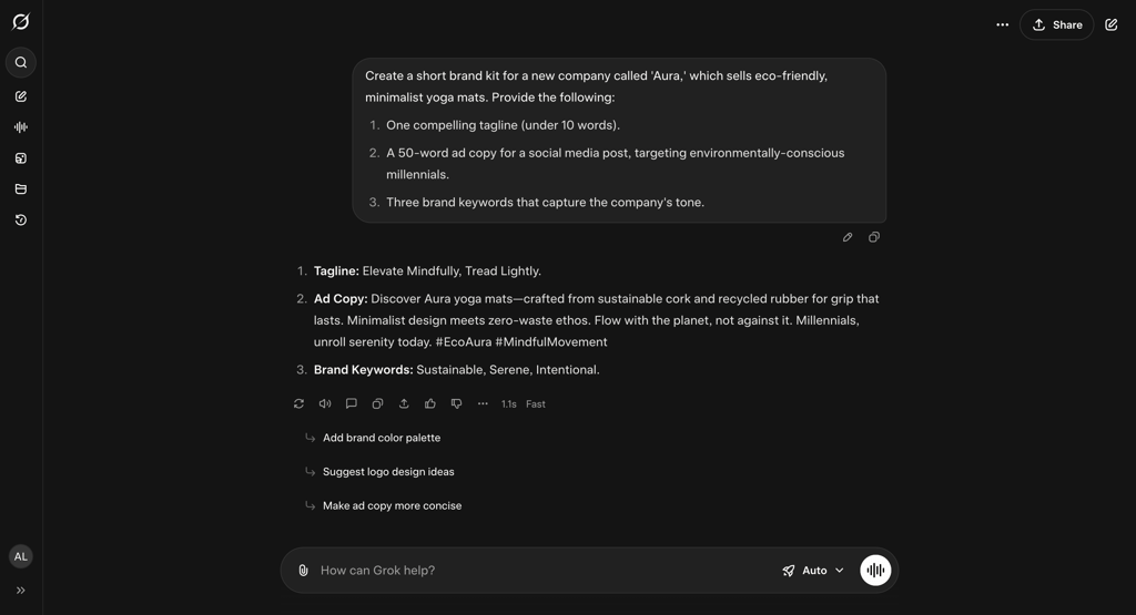 Grok content creation output