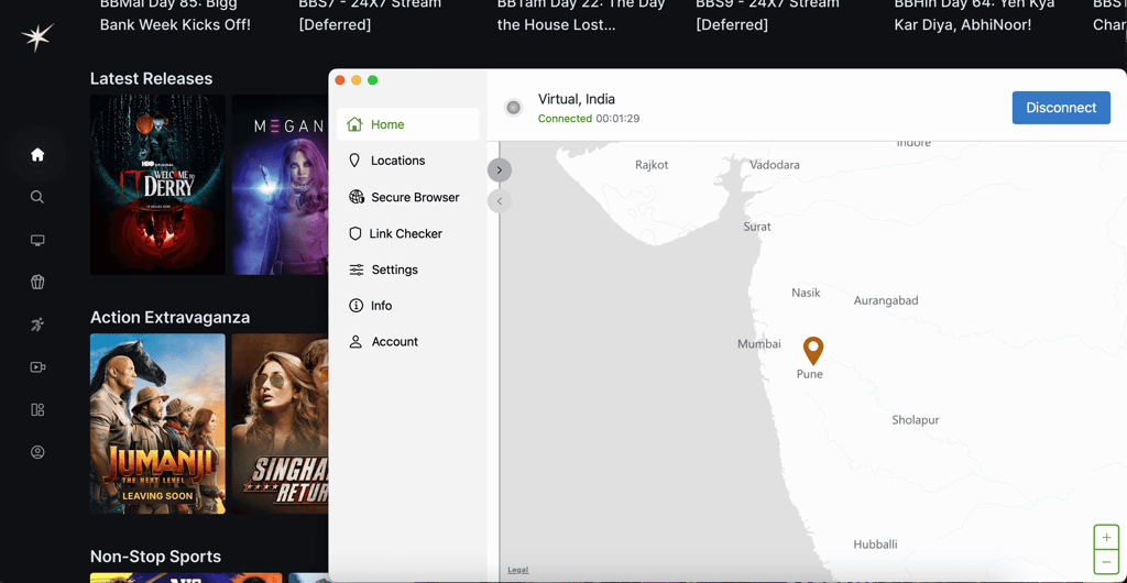 Using JioHotstar in India with the help of IPVanish