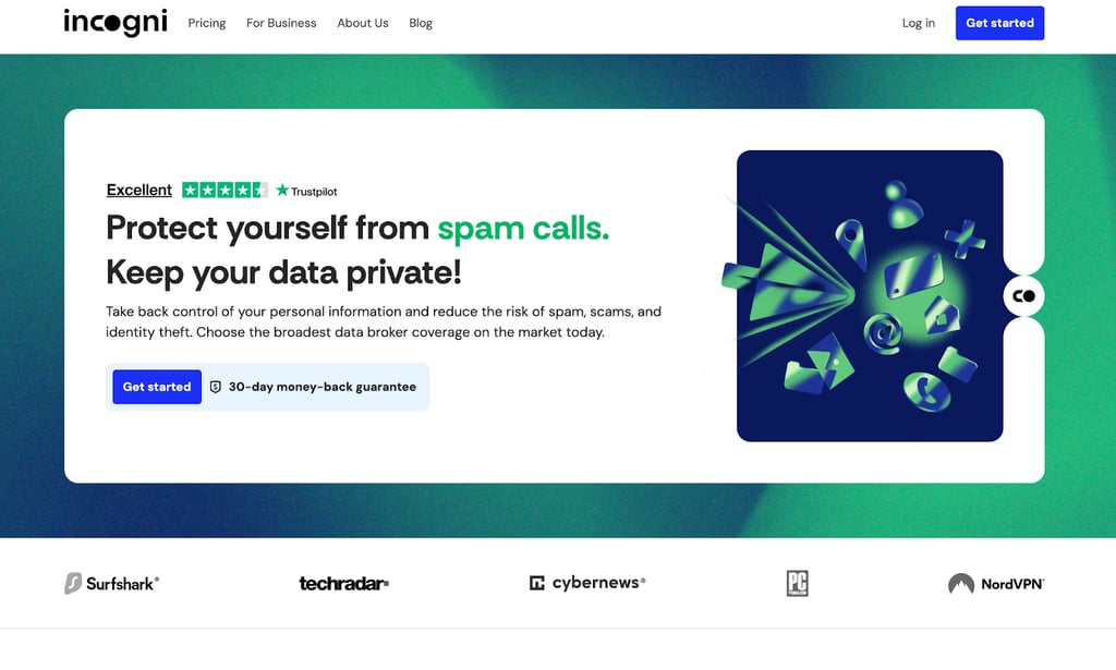 Incogni homepage UI