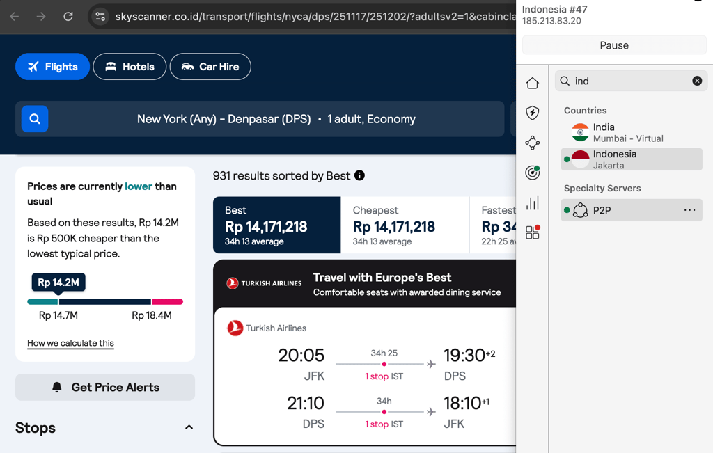nordvpn skyscanner bali indonesia server NOV
