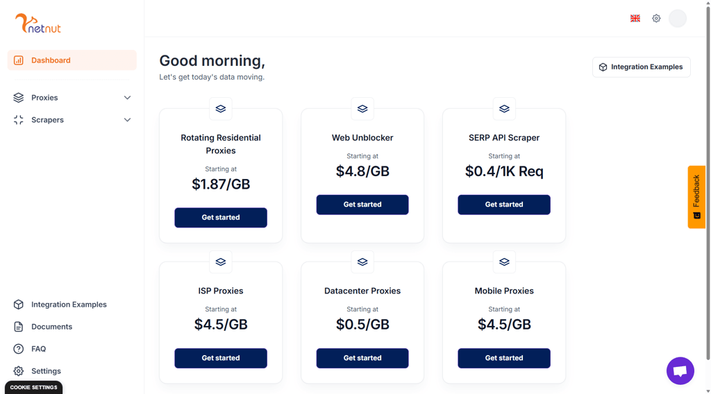 NetNut dashboard interface