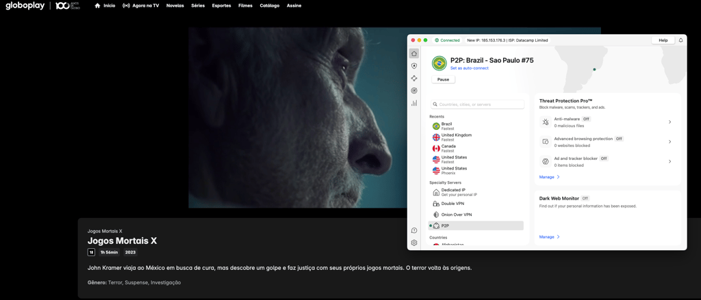 Streaming Jogos Mortais X on Globoplay with NordVPN