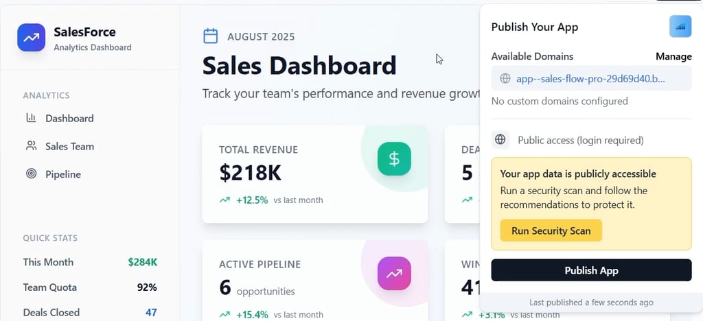 One-click app publishing