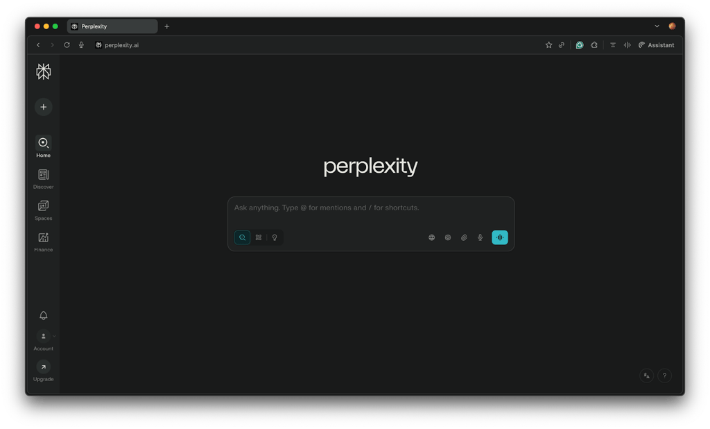 Perplexity Comet homepage