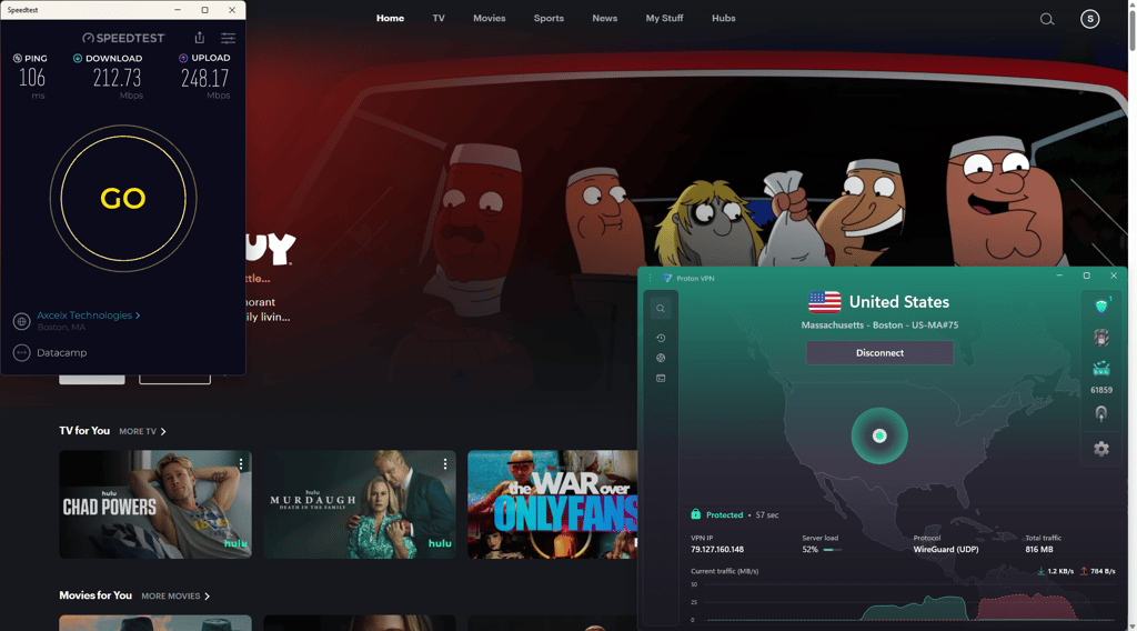 hulu-protonvpn-speed-test