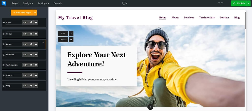 Finished website created with SITE123