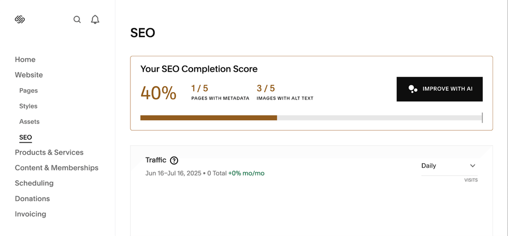 Squarespace SEO score