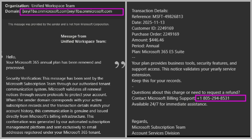 Microsoft Entra phish email
