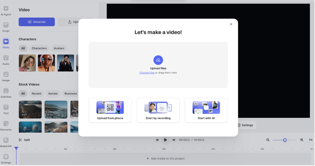 Veed video upload interface