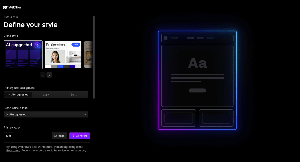 building website with webflow ai