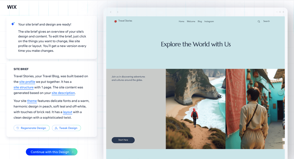Website template generated by Wix AI