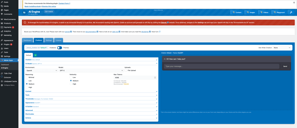 ai engine on wordpress.org web builder