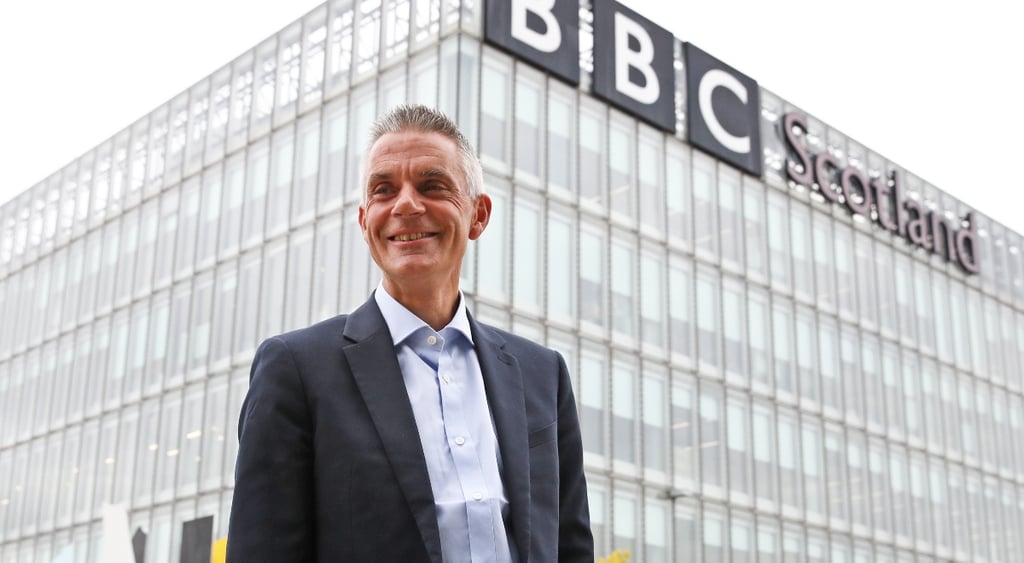 BBC Director General Tim Davie in front of BBC Scotland in Glasgow