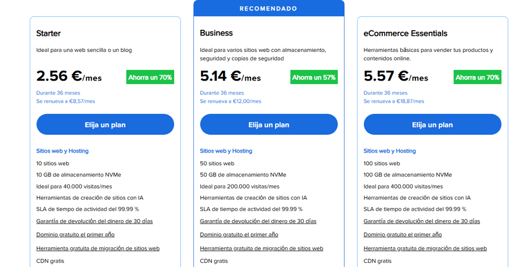 Bluehost Pricing ES BF
