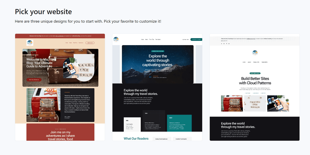Bluehost AI generated websites