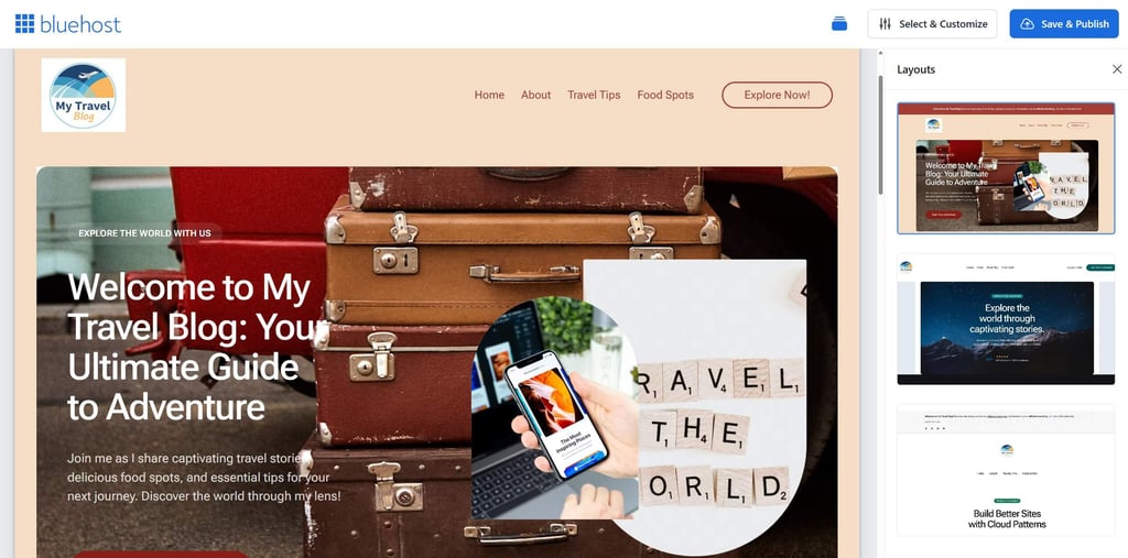 Finished website created with Bluehost