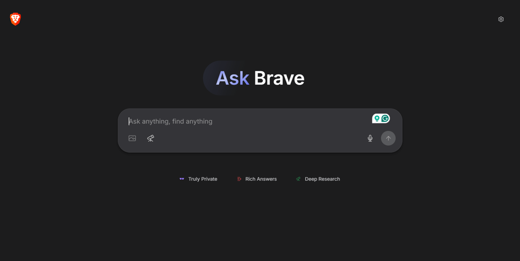 Brave Search dashboard