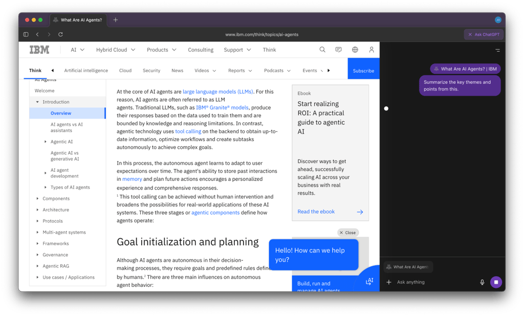 ChatGPT Atlas stuck when summarizing a webpage