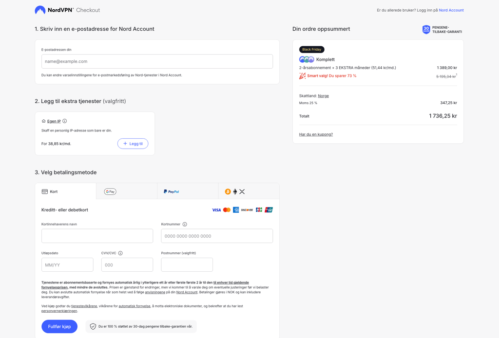 nordvpn checkout NO