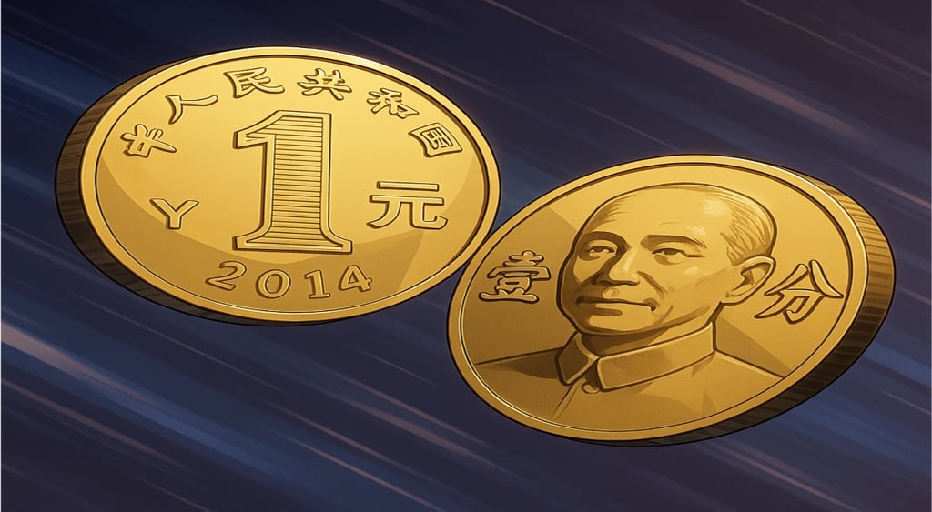 A double-sided gold coin.