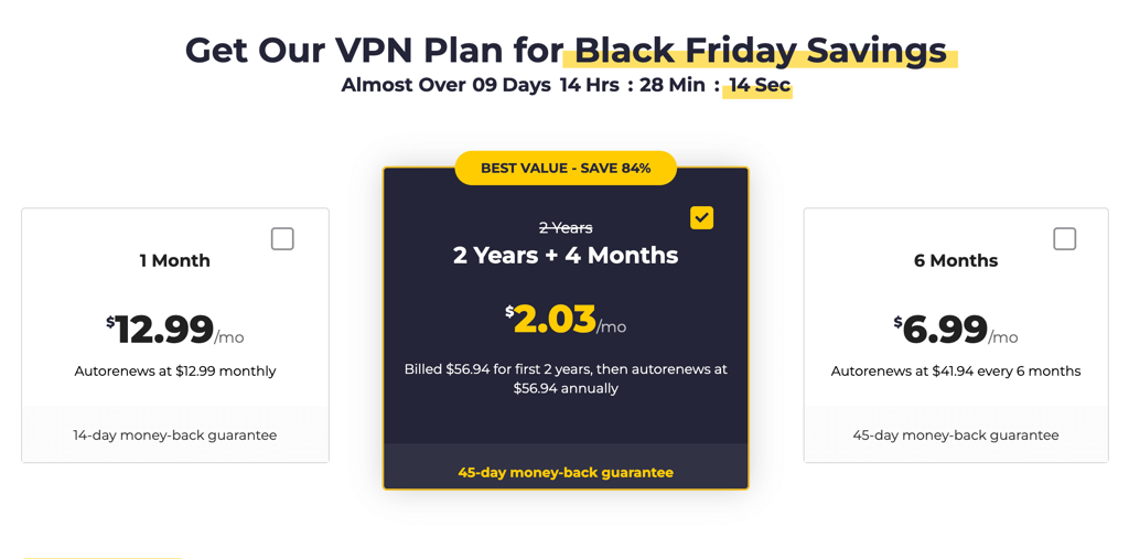 cyberghost black friday plan