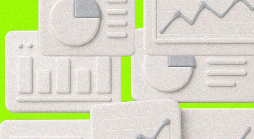 grey charts wth texture on white boards in salad green background