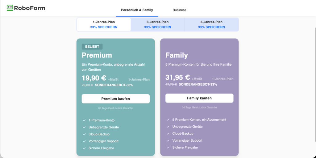 Wähle einen passenden Tarif aus
