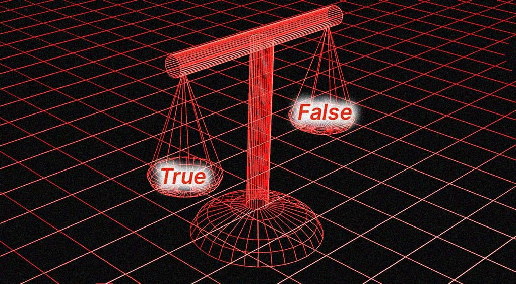 Scales weighing words "true" and "false"