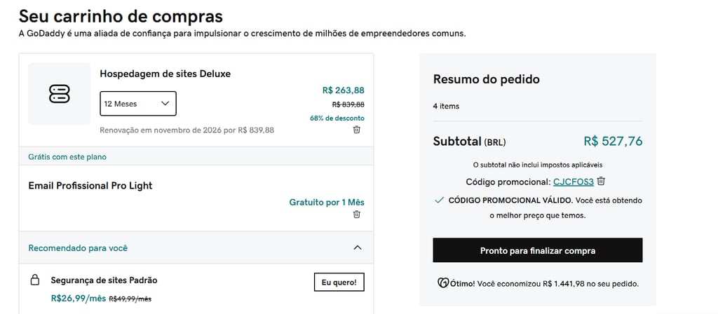 GoDaddy applying coupon code