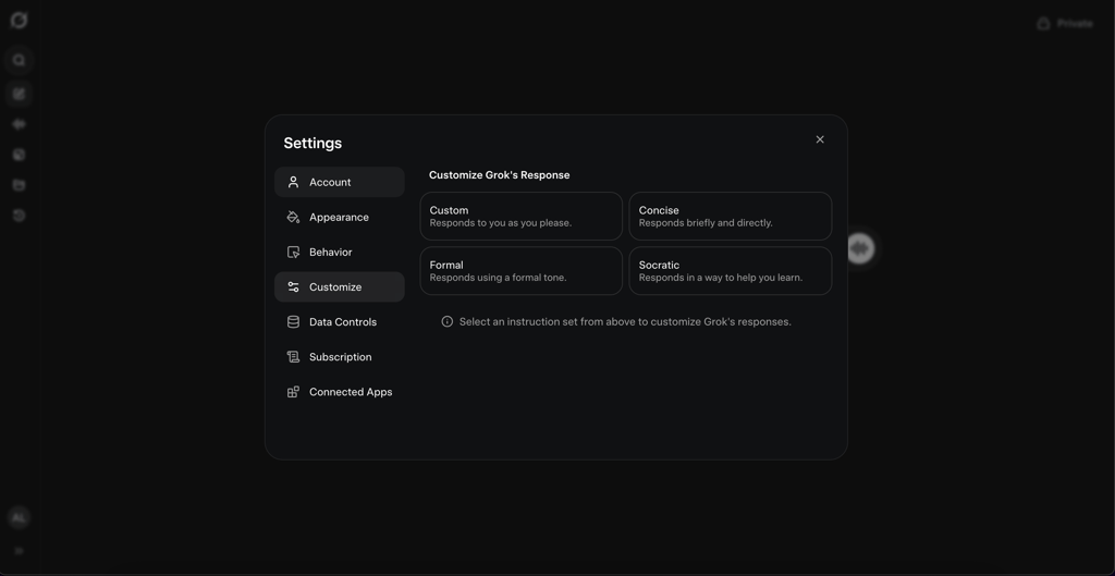 Grok customization options