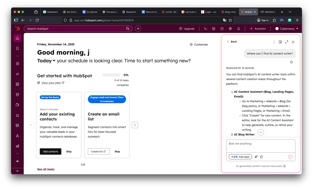 HubSpot AI interface