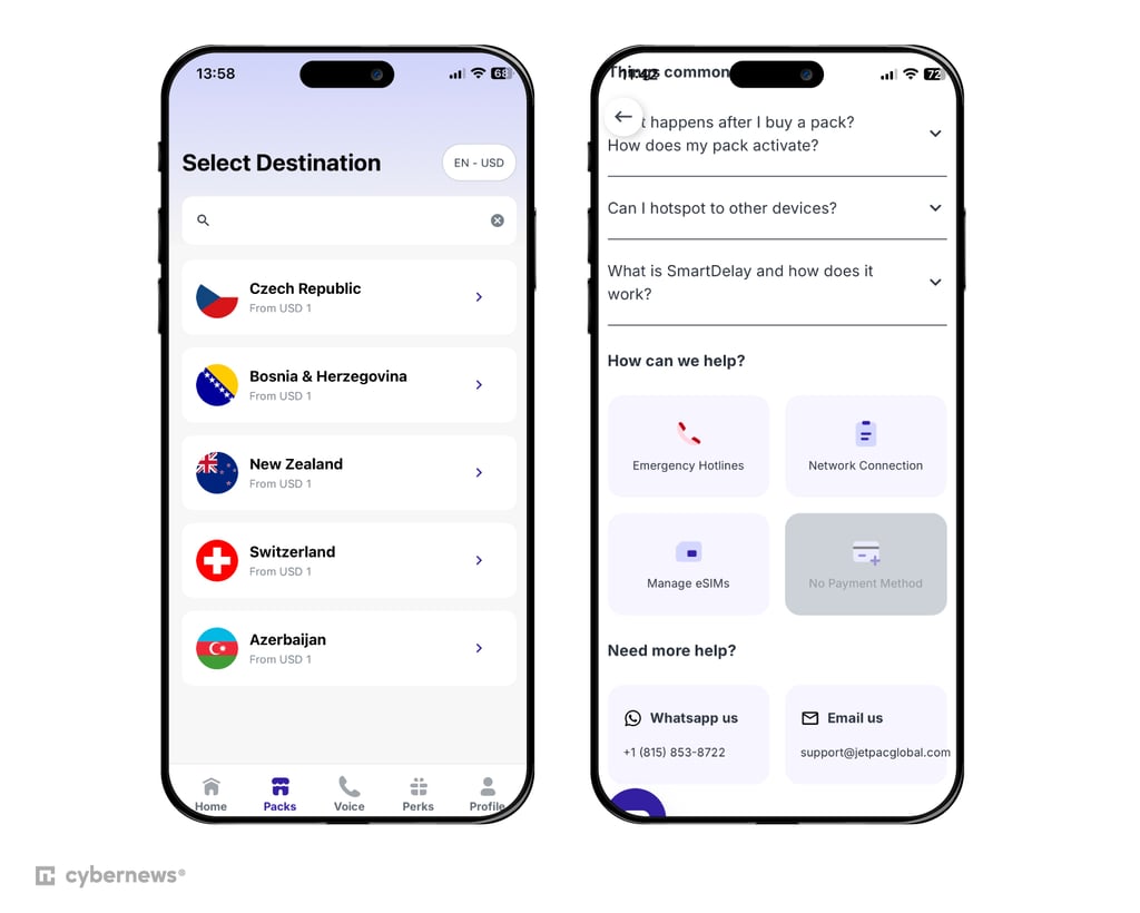 jetpac interface mobile