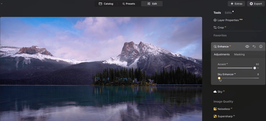 Luminar Neo interface