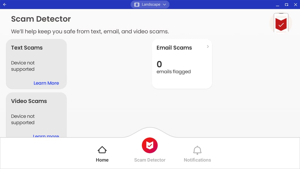 McAfee’s Scam Detector feature