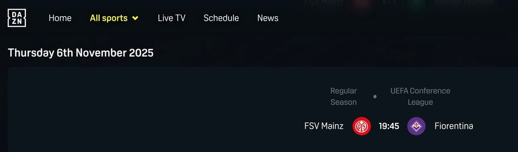 Fiorentina vs Mainz (DAZN)