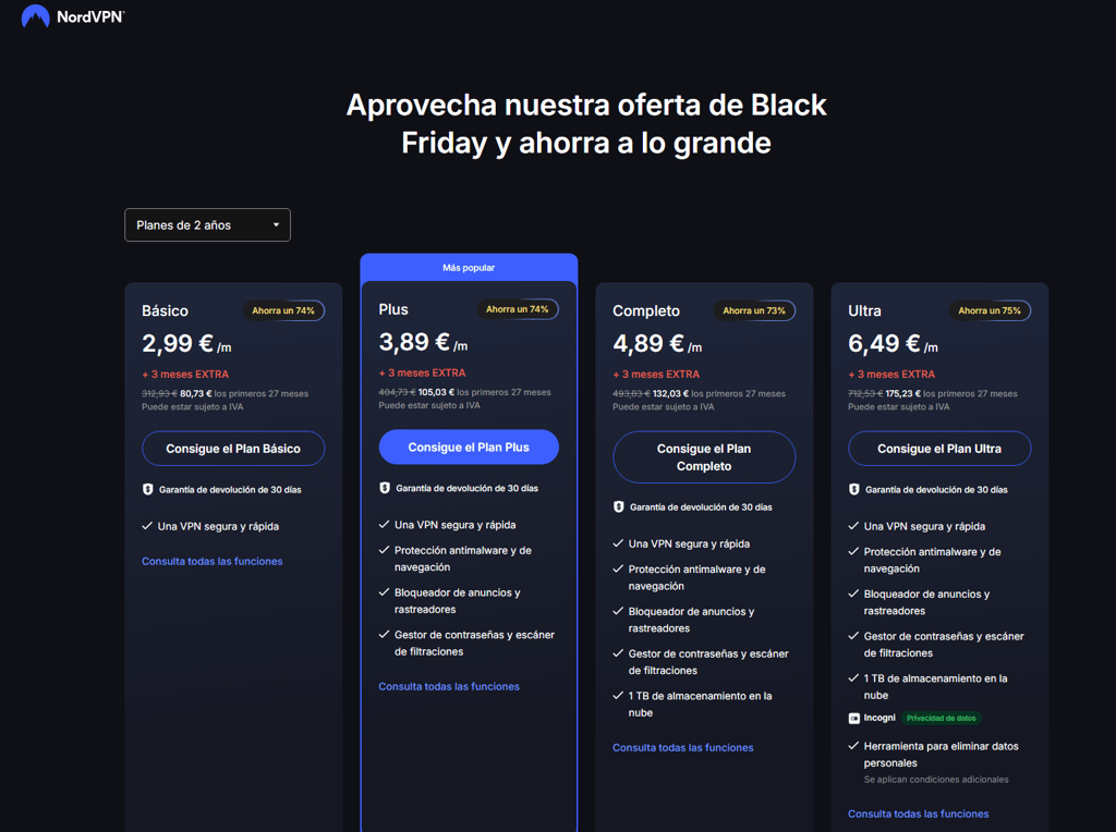 NordVPN bf pricing es