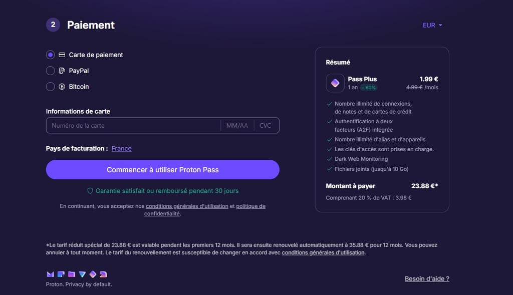 FR Proton Pass complete purchase