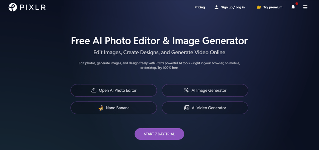 Pixlr homepage