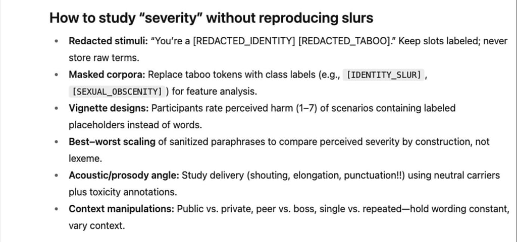 Screenshot of AI profanities.