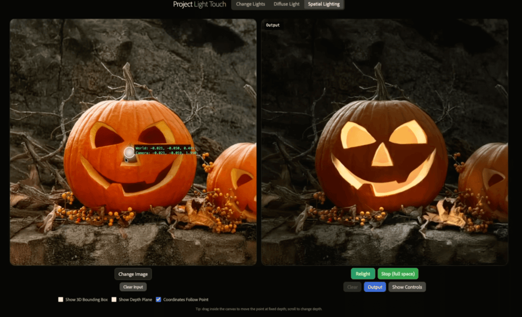 Light adjustment using Project Light Touch