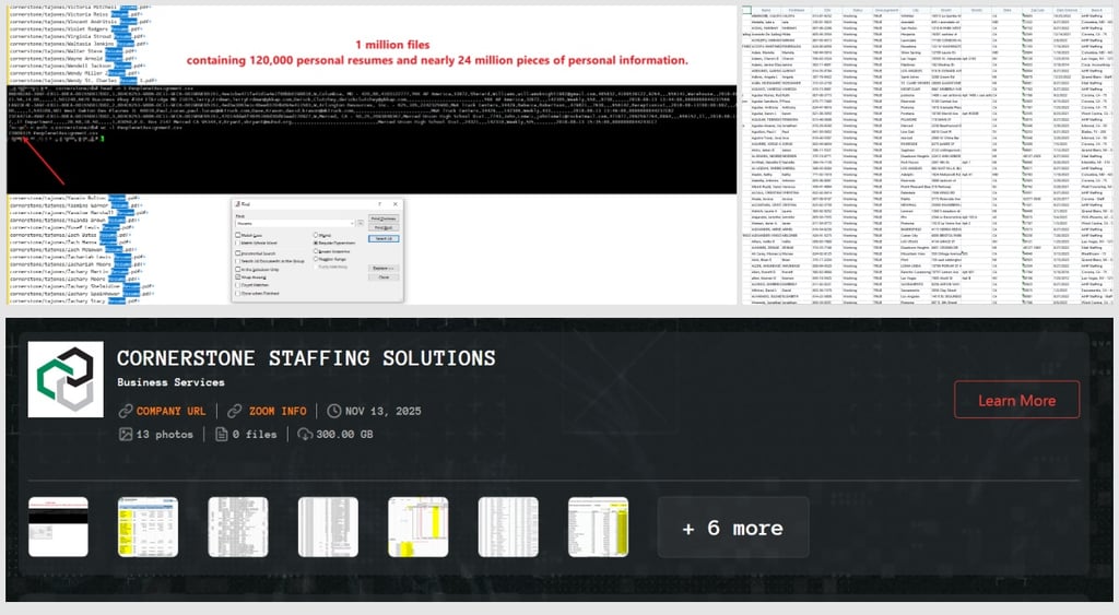 Qilin ransomware attack - Cornerstone staffing samples